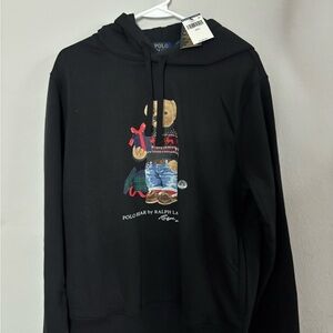 Ralph Lauren Black Hoodie with Polo Bear Graphic